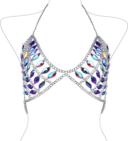 Ccbodily Crystal Body Chain Bra - Womens Fashion Handmade Body Harness Bra Jewelry Accessories for Party Rave Apparel & Accessories > Jewelry > Body Jewelry CCbodily NYA0101  