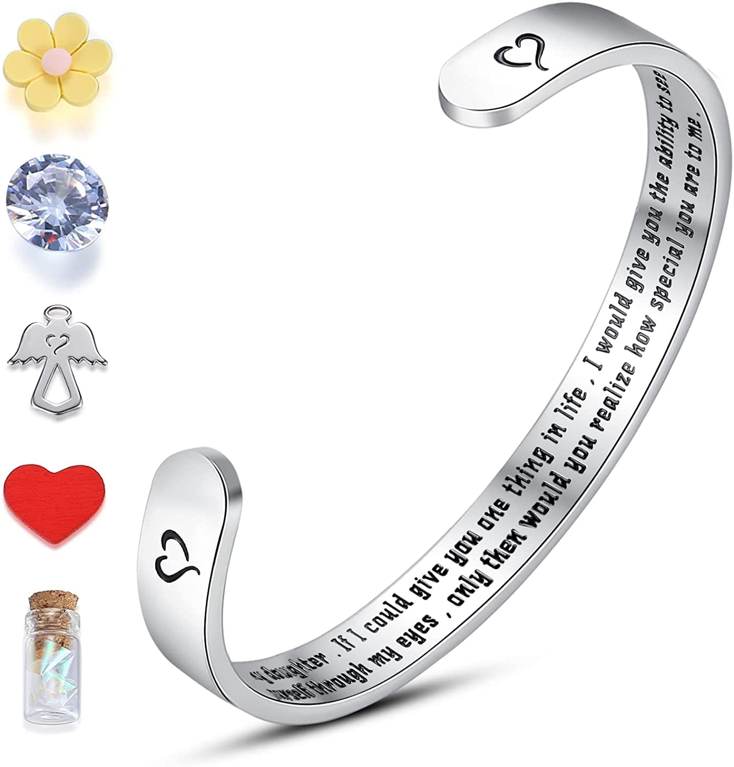 THEMEROL Meaningful Bracelet for Girls Women with Gift Box Birthday Gift for Daughter Sister Mother Best Friend Personalized Mantra Quote Jewelry Gift for Her Apparel & Accessories > Jewelry > Bracelets THEMEROL "Daughter Gift-To my daughter, if I could give you one thing in life...how special you are to me.  
