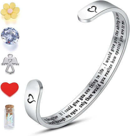 THEMEROL Meaningful Bracelet for Girls Women with Gift Box Birthday Gift for Daughter Sister Mother Best Friend Personalized Mantra Quote Jewelry Gift for Her Apparel & Accessories > Jewelry > Bracelets THEMEROL "Daughter Gift-To my daughter, if I could give you one thing in life...how special you are to me.  