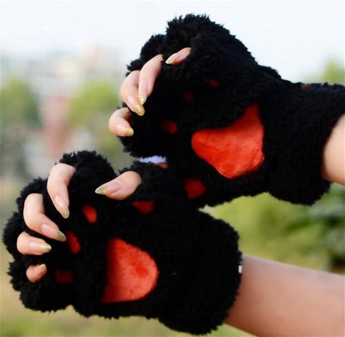 Mizhome Cat Bear Plush Claw Paw Mitten Soft Winter Gloves Costume Apparel & Accessories > Clothing Accessories > Gloves & Mittens MizHome   