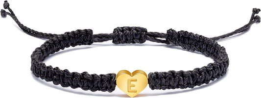 Heart Initial Bracelets for Women Gifts - 26 Letters Initial Charms Bracelet Handmade Rope Braided Adjustable Jewelry for Mom Daughter Birthday Jewelry Gift for Women Teen Girls Apparel & Accessories > Jewelry > Bracelets Lianlei E  
