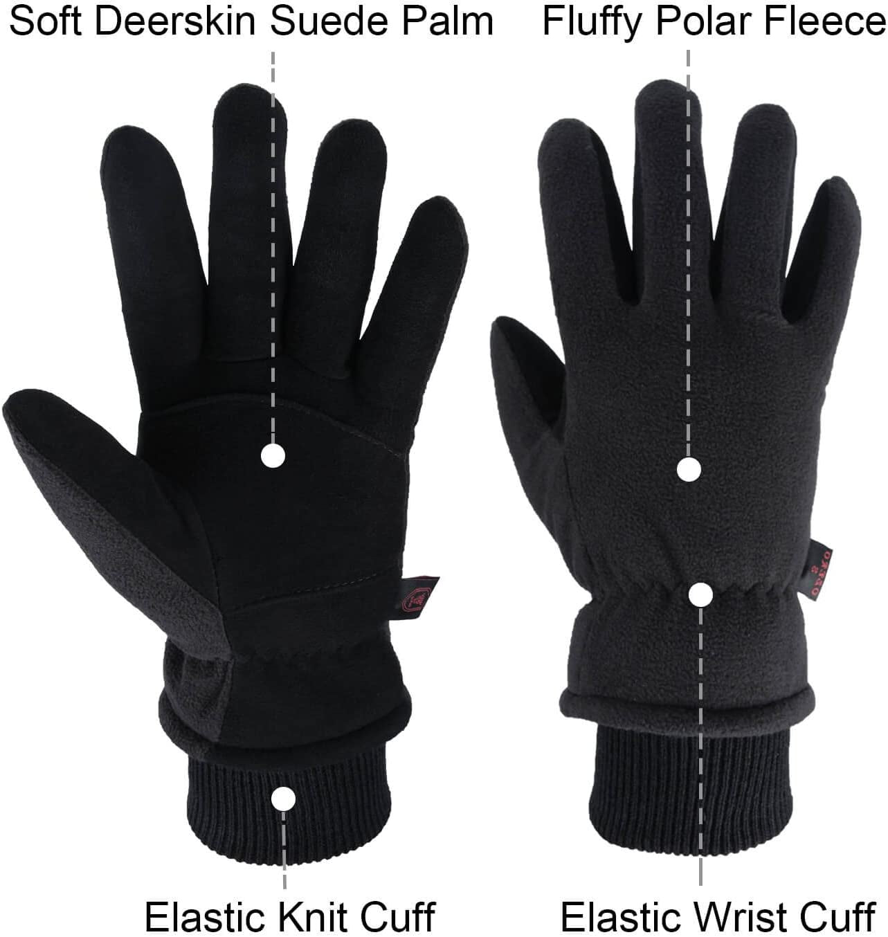 Winter Gloves -30°F Cold Proof Deerskin Suede Leather Insulated Water-Resistant Windproof Thermal Glove for Driving Hiking Snow Work in Cold Weather - Warm Gifts for Men and Women Apparel & Accessories > Clothing Accessories > Gloves & Mittens OZERO   