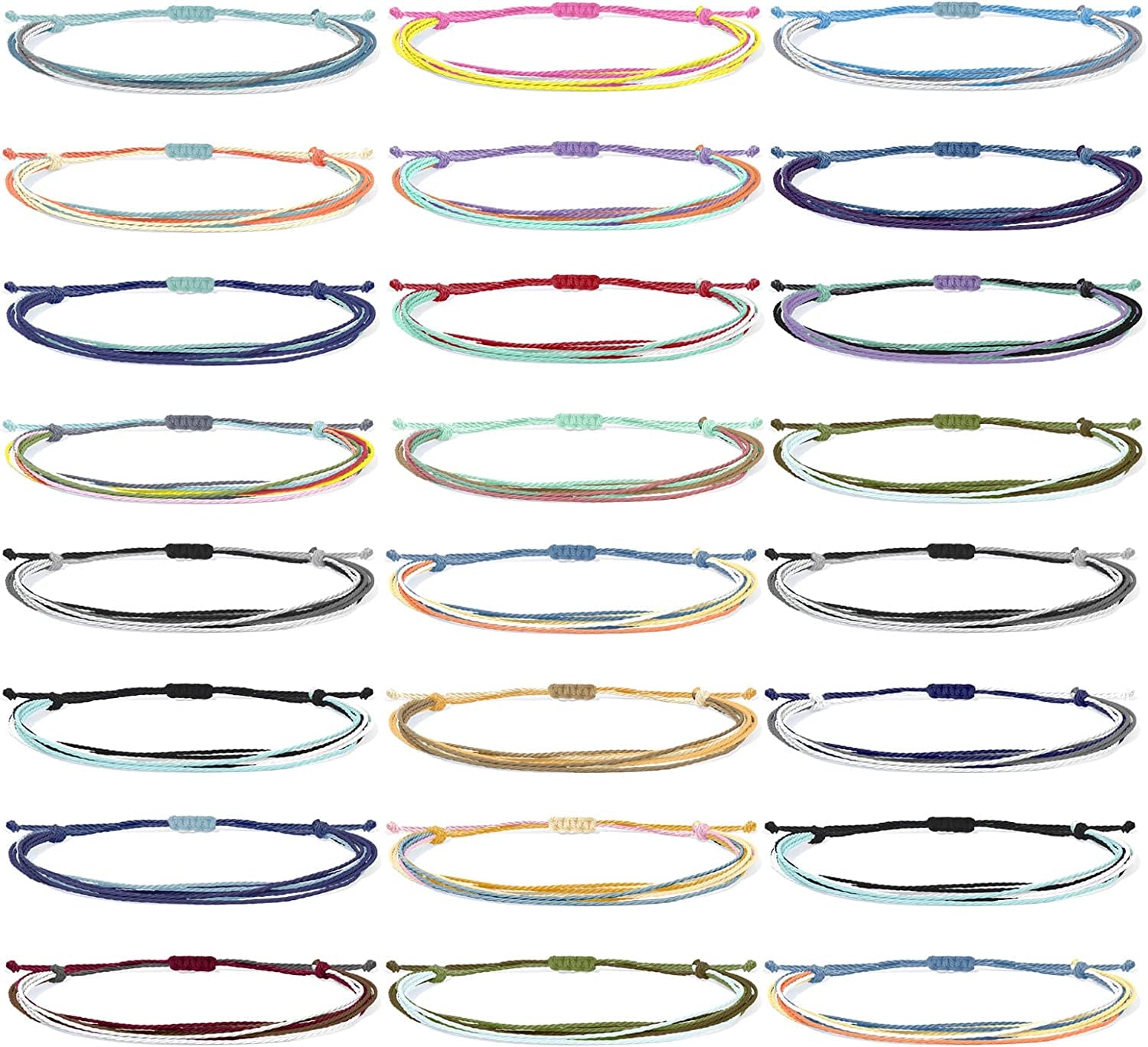 Waterproof String Bracelets for Girls Summer Wave Bracelet Friendship Handmade Wave Bracelet Apparel & Accessories > Jewelry > Bracelets Highven Q-24pcs-String Bracelets  