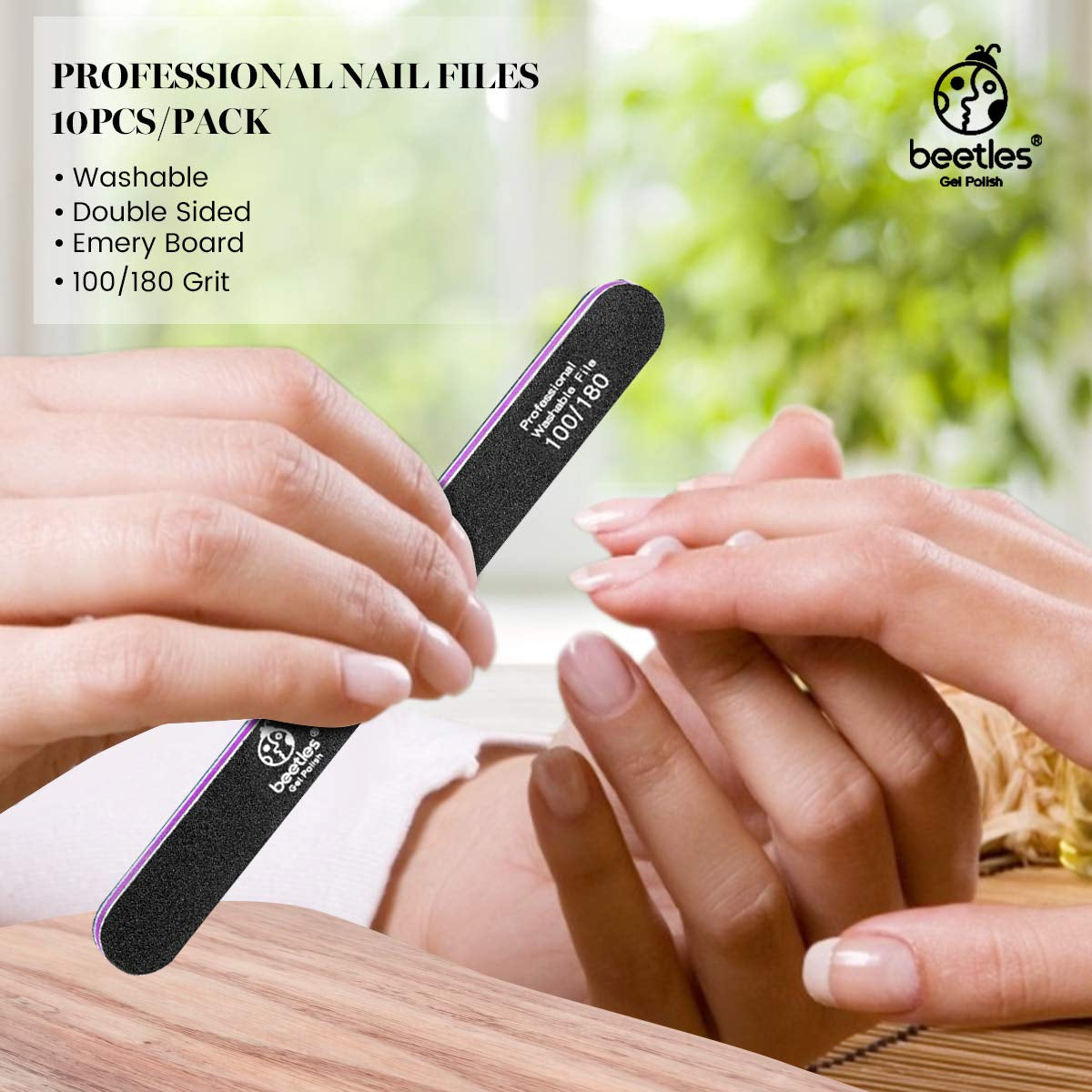 Beetles 10 PCS Professional Nail File Set, Double Sided Emery Board 100/180 Grit Nail Files Manicure Tools Kit for Home and Salon Use ,Acrylic False Nails Health & Beauty > Personal Care > Cosmetics > Cosmetic Tools > Nail Tools beetles Gel Polish   