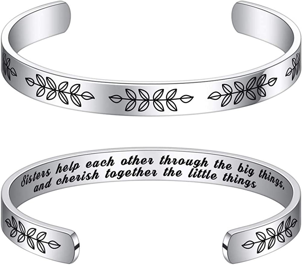 M MOOHAM Bracelets for Women- Engraved Quote Inspirational Bracelet Birthday Christmas Funny Gifts for Best Friend, Daughter, Son, Sister, Niece, Mom, Coworkers, Stainless Steel Jewelry Apparel & Accessories > Jewelry > Bracelets M MOOHAM "Sisters-Sisters help each other through the big things, and cherish together...  