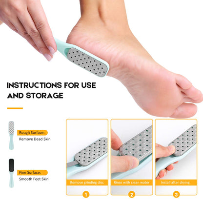 Pedicure Foot File Tools Kit - Professional Feet Corns Callus Remover Shaver Hard Dead Skin Removal Double-Sided Home Professional Wet Dry Use Best Gift for Family Friends Men Women Foot Care Set Health & Beauty > Personal Care > Foot Care soulkoo   
