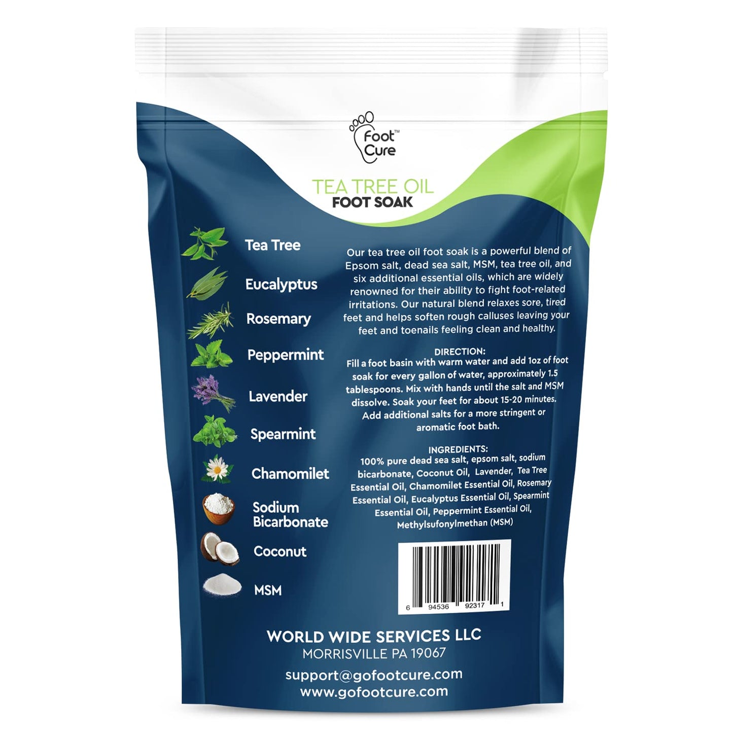 Tea Tree Oil Foot Soak with Epsom Salt - for Toenail Repair, Athletes Foot & Softens Calluses - Soothes Sore & Tired Feet, Nail Discoloration, Foot Odor Scent, Spa Pedicure, Foot Care - Made in USA, 16 Oz Health & Beauty > Personal Care > Foot Care FOOT CURE   