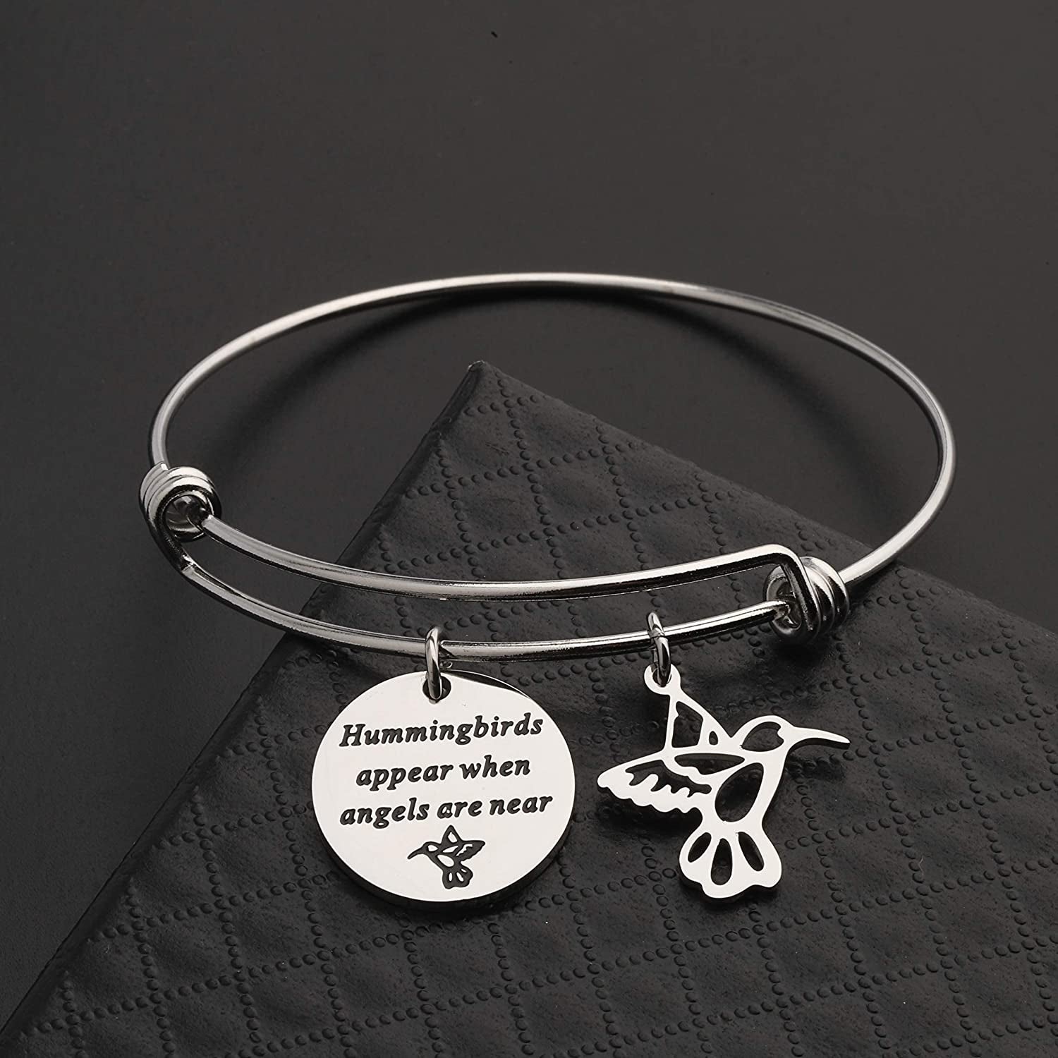 BAUNA Hummingbirds Brcelet Memorial Gifts Hummingbirds Appear When Angels Are near Sympathy Gift for Her Apparel & Accessories > Jewelry > Bracelets BAUNA   