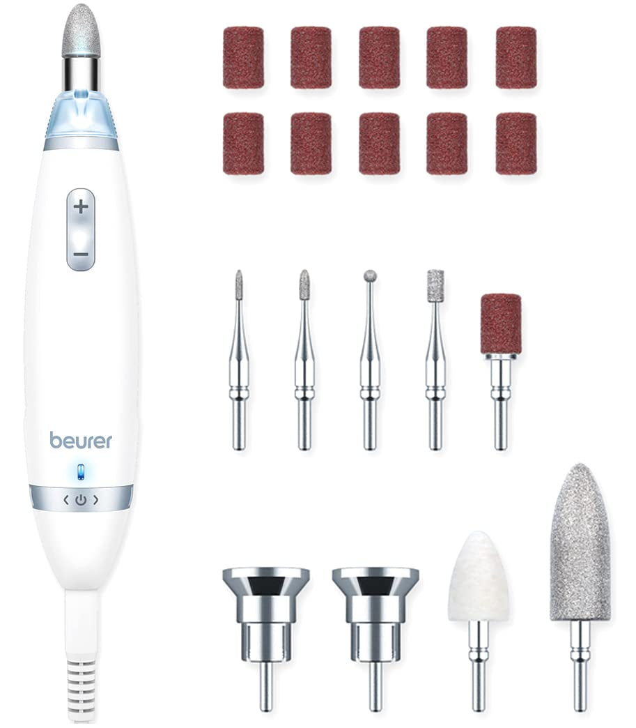 Beurer MP62 Professional Nail Drill Kit, Portable Electric File Machine with 10 Attachments & 10 Sanding Bands, Efile Dremel for Acrylic Gel Manicure and Pedicure, LED Light, with Storage Case Health & Beauty > Personal Care > Foot Care Beurer MP62 with cable  