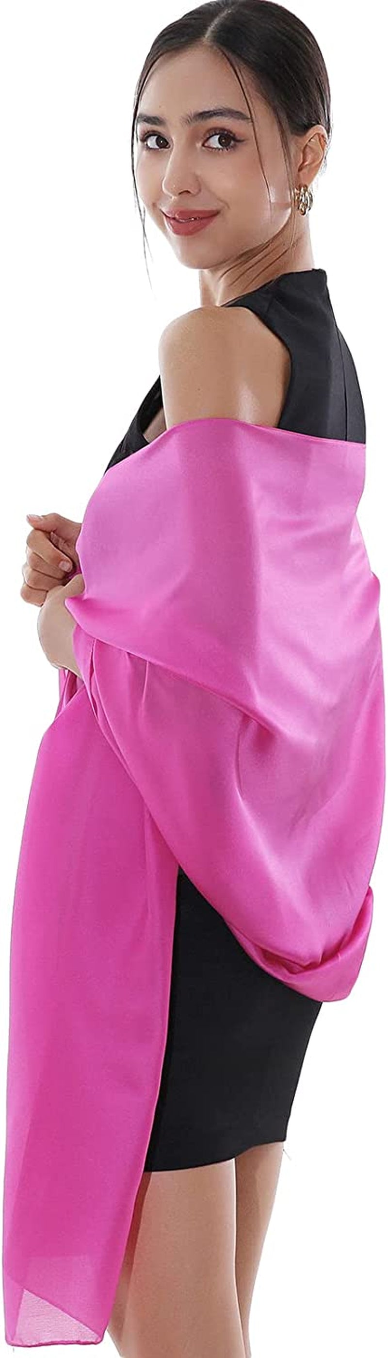 RIIQIICHY Pashmina Shawls Wraps for Women Evening Dresses like Chiffon Silk Scarf for Weddings Apparel & Accessories > Clothing Accessories > Scarves & Shawls RIIQIICHY Rose Pink  