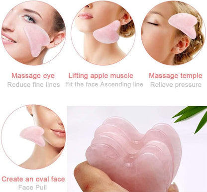 Gua Sha Massage Tool - 100% Natural Rose Quartz Heart Shape Jade Gua Sha Facial Tools for SPA Acupuncture Therapy Trigger Point Treatment, Gua Sha Stone for Back, Face, Foot (Pink Crystal Stone) Health & Beauty > Personal Care > Cosmetics > Cosmetic Tools > Skin Care Tools YY-INNOV   