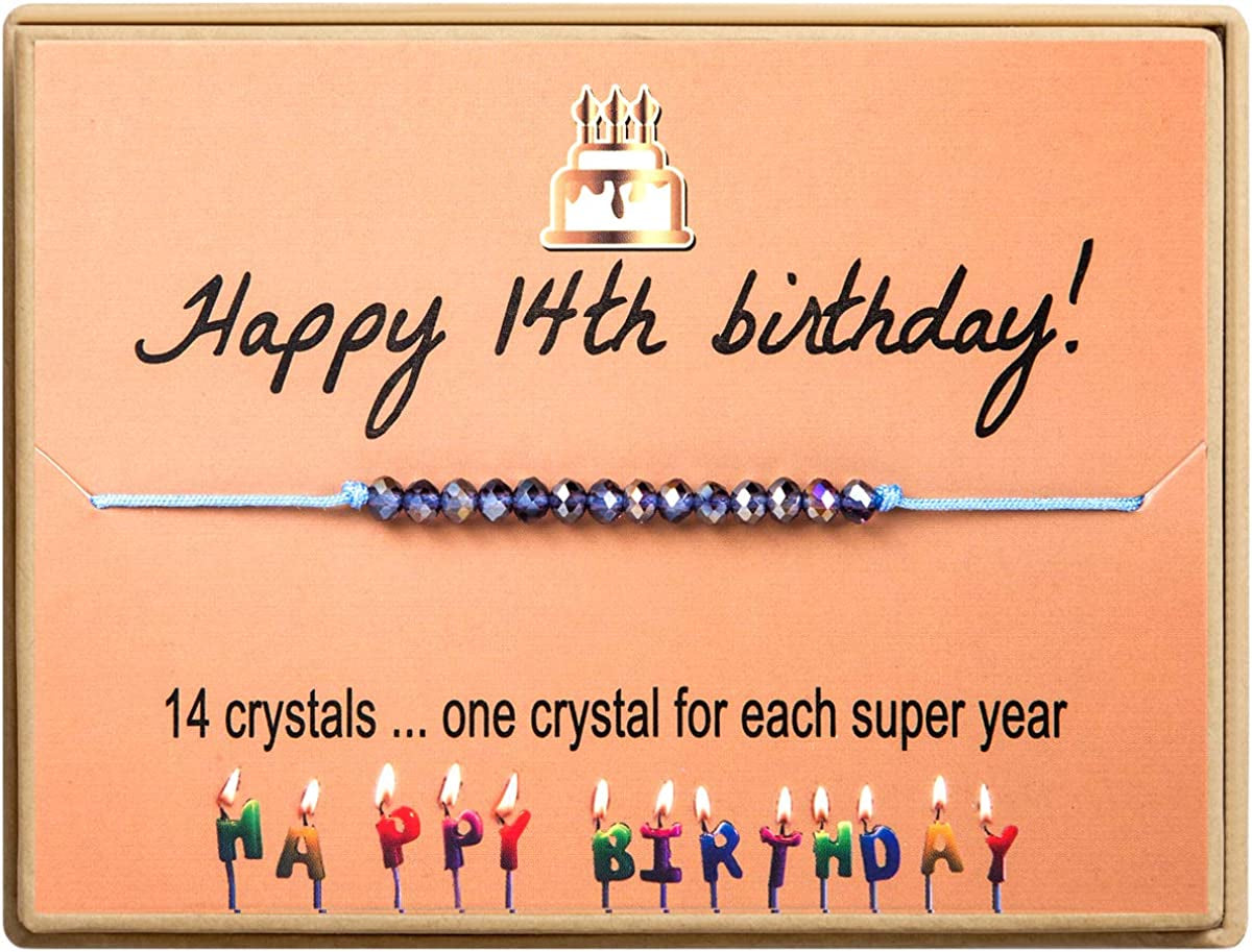 Happy Birthday Bracelet Gift for Teen Girls,Crystal Beads Bracelet Gifts for 10 Year Old Girl Birthday Jewelry Apparel & Accessories > Jewelry > Bracelets KGBNCIE 14 th Birthday Gift  