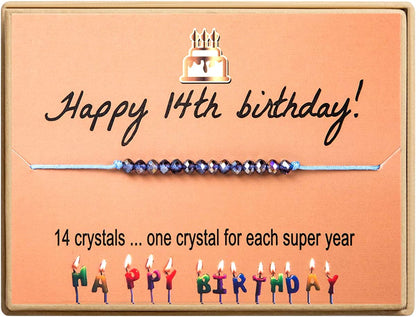 Happy Birthday Bracelet Gift for Teen Girls,Crystal Beads Bracelet Gifts for 10 Year Old Girl Birthday Jewelry Apparel & Accessories > Jewelry > Bracelets KGBNCIE 14 th Birthday Gift  