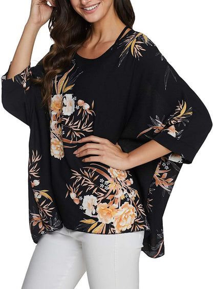 Women'S Chiffon Scarve Shawls Wraps Qunsia Floral Poncho Bikini Cover up Tops Apparel & Accessories > Clothing Accessories > Scarves & Shawls Qunsia   