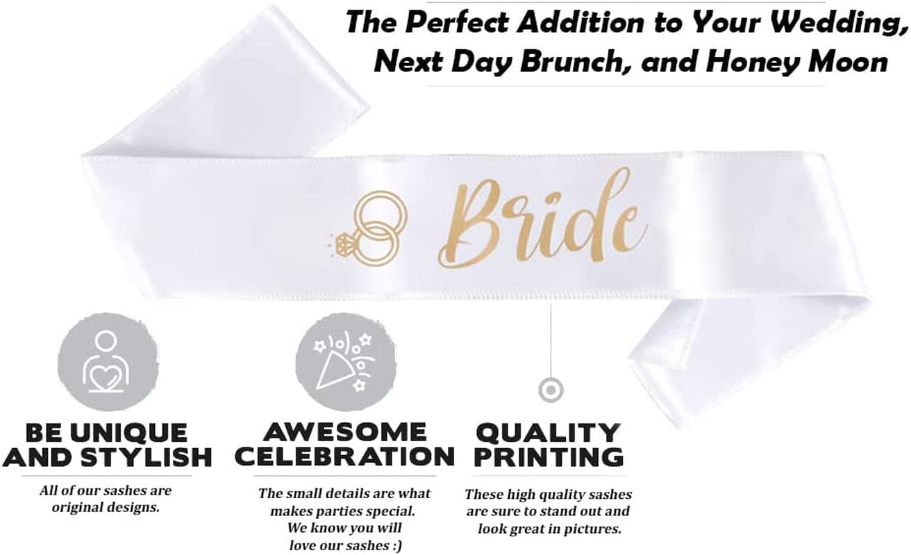 Bride & Groom Sash Set - Bride to Be Sash Groom to Be Sash Engagement Party Favors | Bachelor Bachelorette Party Supplies Bridal Shower Sash Set Decorations Just Married Gift Engaged Decor Accessories Apparel & Accessories > Clothing Accessories > Sashes Brosash   