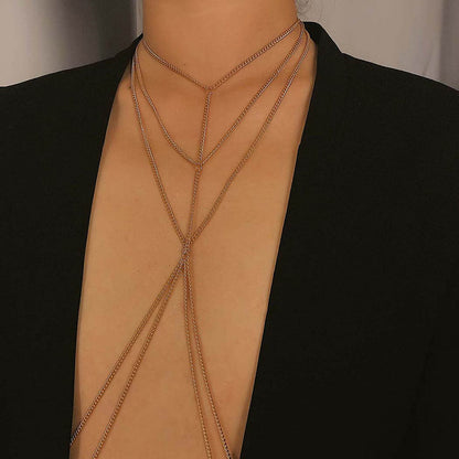 Bounzhi Harness Body Chain Bra Sexy Silver Body Jewelry Necklace Bikini Chains for Women and Girls(Silver), Free Sizes, B-015 Apparel & Accessories > Jewelry > Body Jewelry Bounzhi   
