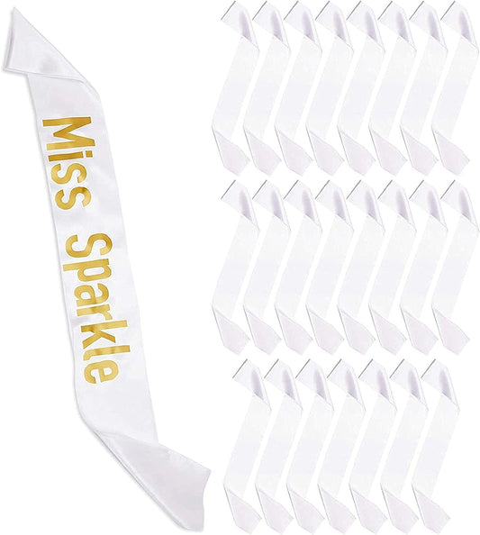 White Satin Sashes for Pageants, Bachelorette Party, Prom (4 X 33 In, 24 Pack) Apparel & Accessories > Clothing Accessories > Sashes Sparkle and Bash   