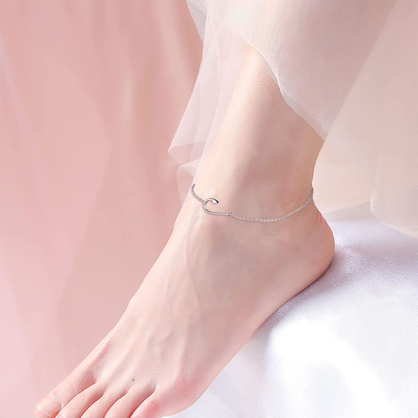 DAOCHONG Anklet for Women S925 Sterling Silver Adjustable Foot Chain Ankle Bracelet Anklets Jewelry Apparel & Accessories > Jewelry > Anklets harmonyball jewelry   
