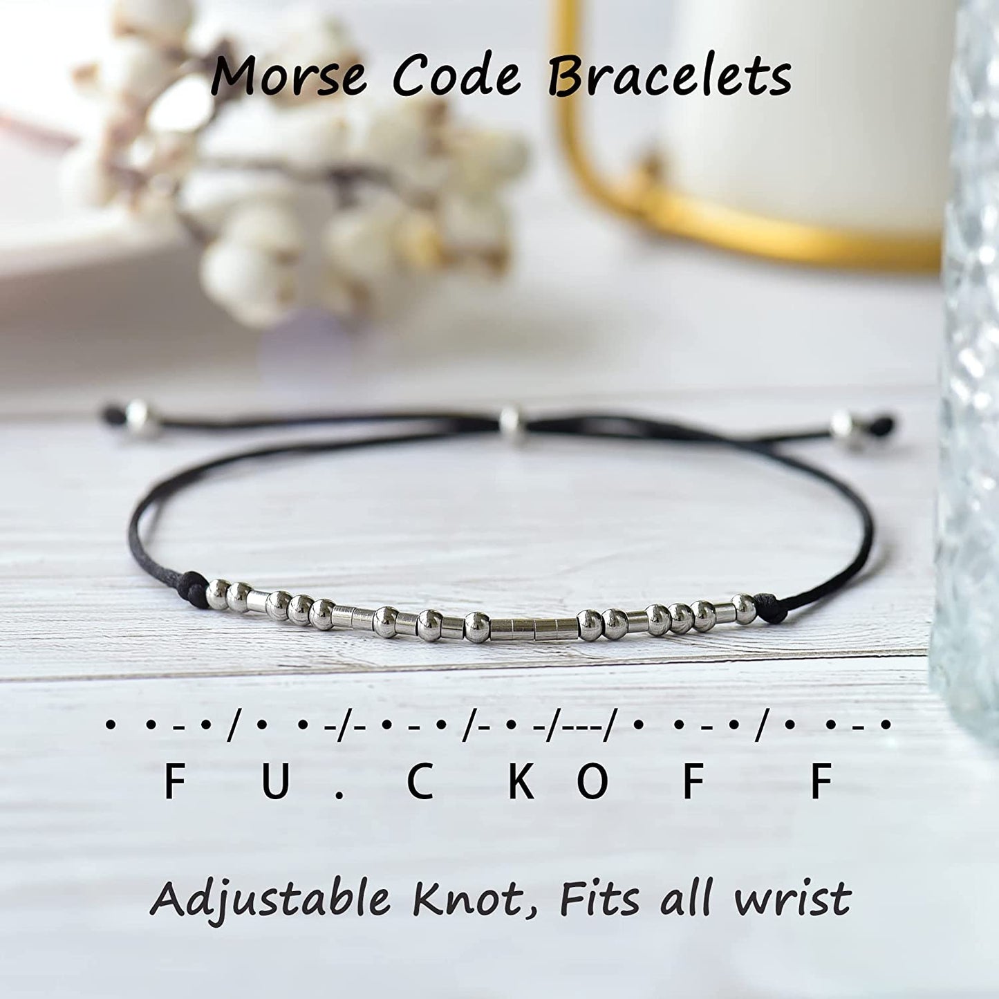 Tarsus Fuck off Morse Code Bracelets Dainty Jewelry Gifts for Women Men Best Friend Apparel & Accessories > Jewelry > Bracelets R&H Jewelry   