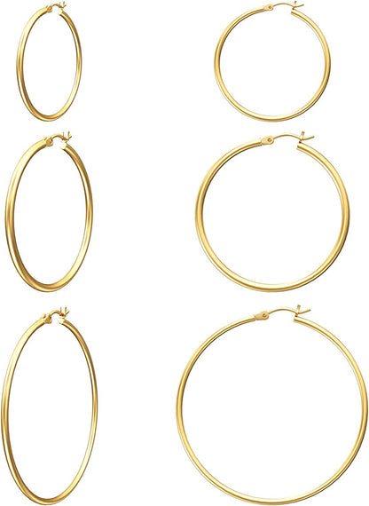 Gacimy Gold Hoop Earrings for Women 14K Real Gold Plated Hoops with 925 Sterling Silver Post Apparel & Accessories > Jewelry > Earrings Gacimy Gold 30-40-50mm  
