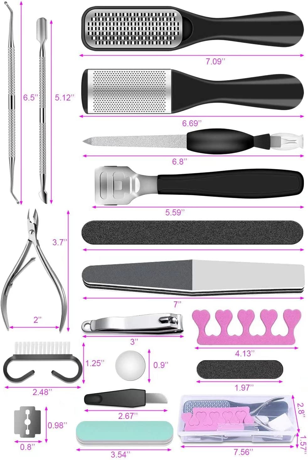 Professional Pedicure Tools Set, 23 in 1 Stainless Steel Foot Care Kit Foot Rasp Dead Skin Remover Pedicure Kit for Men Women Salon or Home Best Gift Health & Beauty > Personal Care > Foot Care Gearmatte   