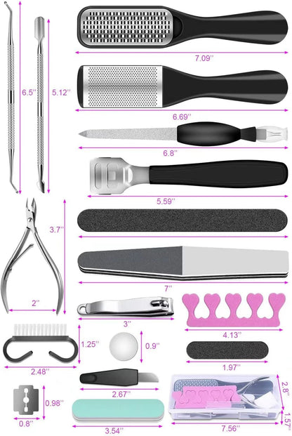 Professional Pedicure Tools Set, 23 in 1 Stainless Steel Foot Care Kit Foot Rasp Dead Skin Remover Pedicure Kit for Men Women Salon or Home Best Gift Health & Beauty > Personal Care > Foot Care Gearmatte   