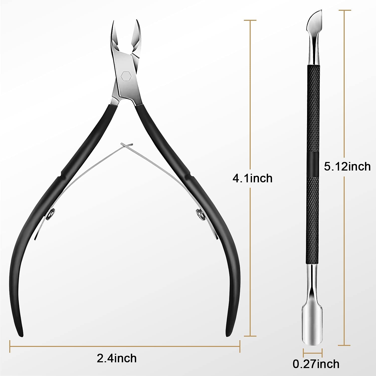 Cuticle Trimmer with Cuticle Pusher, Easkep Cuticle Remover Cuticle Nipper Professional Stainless Steel Cuticle Cutter Clipper Pedicure Manicure Tools for Fingernails and Toenails (D501-Black) Health & Beauty > Personal Care > Cosmetics > Cosmetic Tools > Nail Tools Easkep   