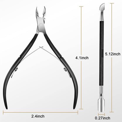Cuticle Trimmer with Cuticle Pusher, Easkep Cuticle Remover Cuticle Nipper Professional Stainless Steel Cuticle Cutter Clipper Pedicure Manicure Tools for Fingernails and Toenails (D501-Black) Health & Beauty > Personal Care > Cosmetics > Cosmetic Tools > Nail Tools Easkep   