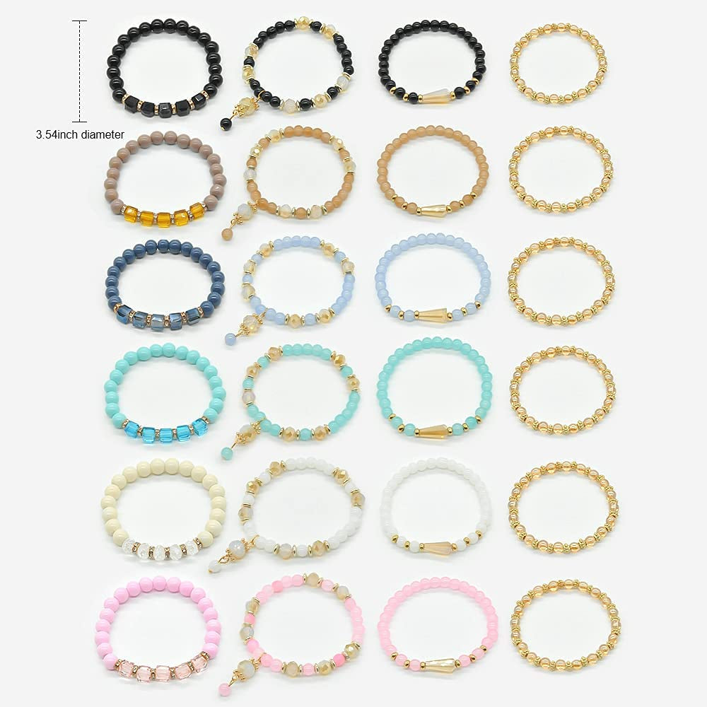Bohemian Bracelet Sets for Women - 6 Sets Stackable Stretch Bracelets Multi-Color Boho Jewelry for Women Hippie Bracelets Dainty Jewelry Best Friend Gift Apparel & Accessories > Jewelry > Bracelets VONRU   
