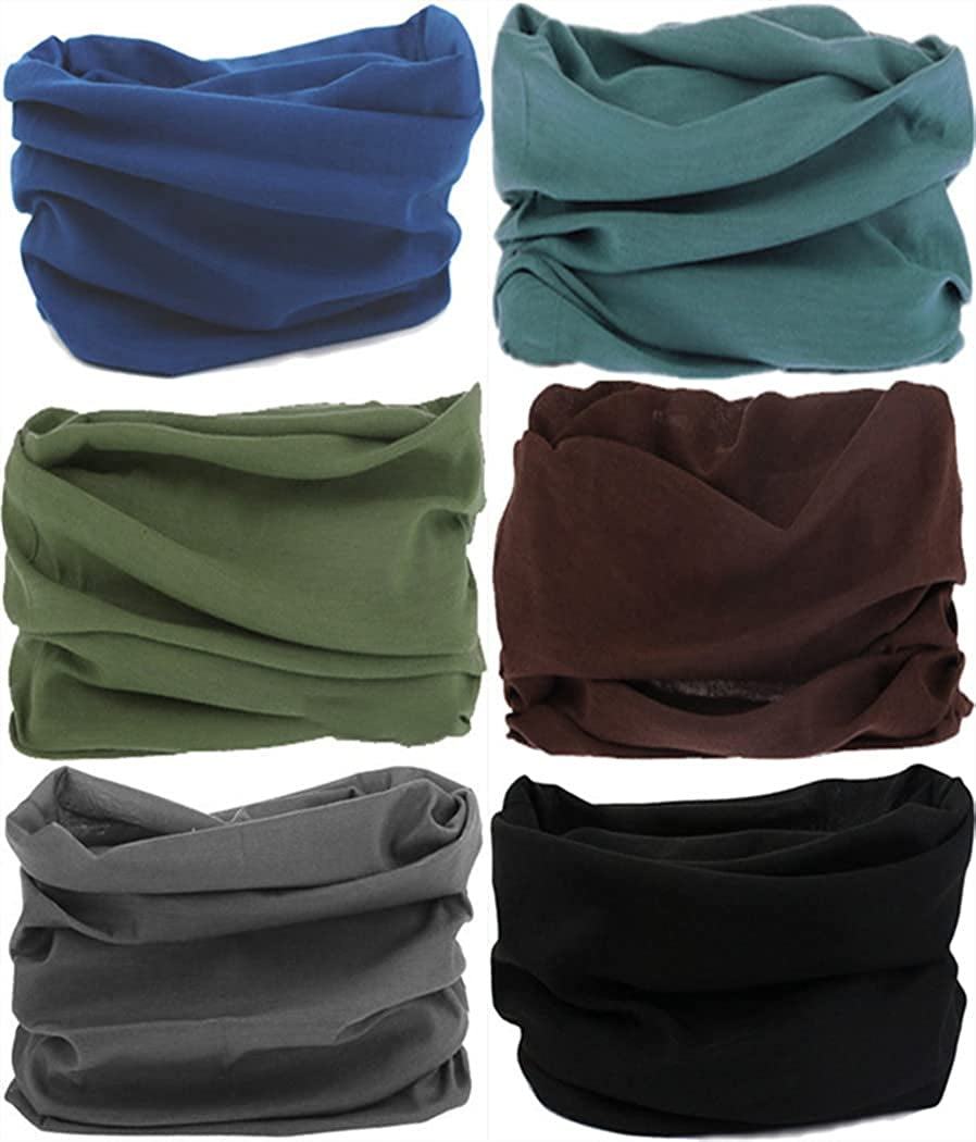 VANCROWN Neck Gaiter Headband Headwear Head Wrap Face Mask Magic Scarf Bandana for Men and Women Apparel & Accessories > Clothing Accessories > Bandanas & Headties VANCROWN 6pcs.solid Color.2  