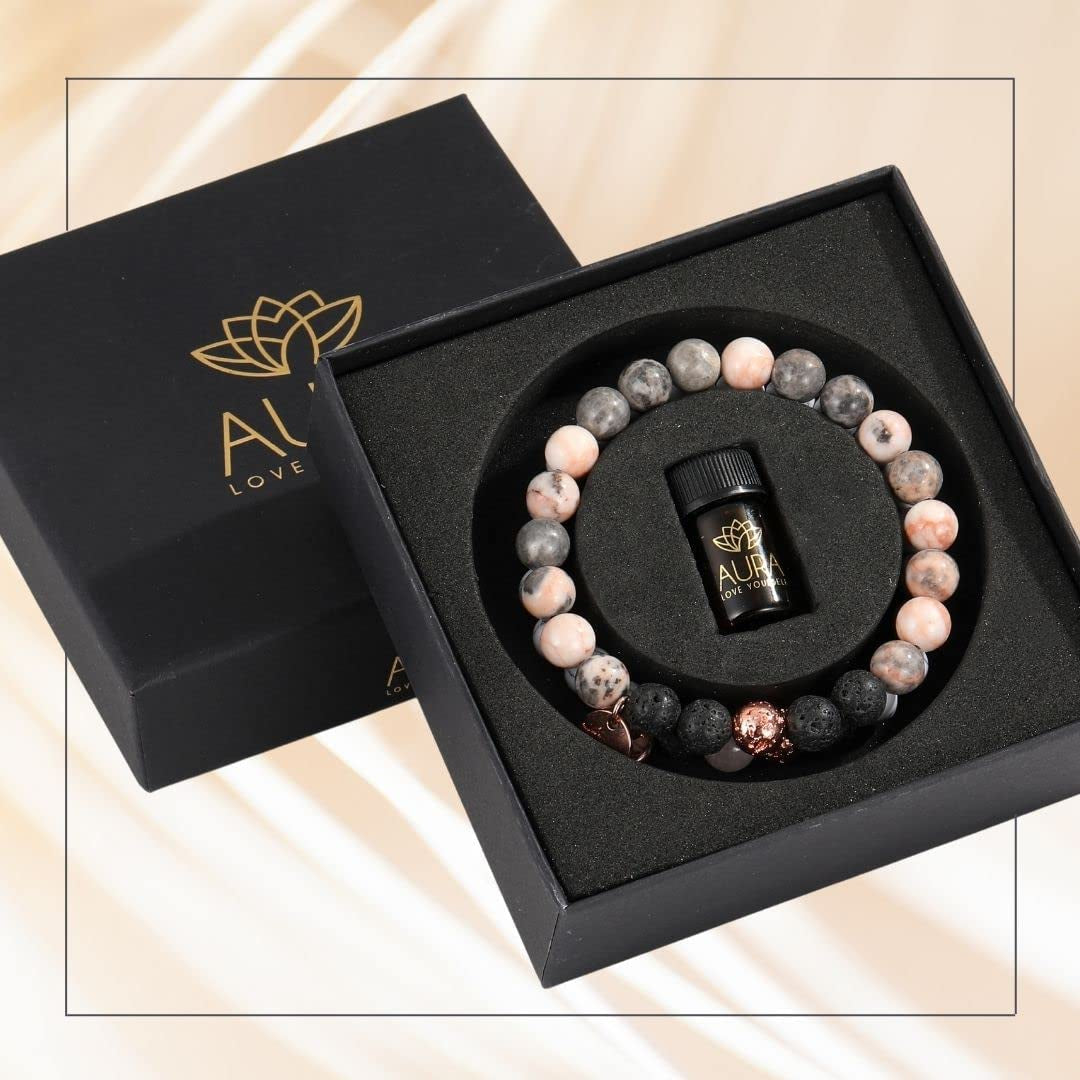 Relaxation Gift for Women - Lava Rock Bracelet, Yoga Beads with Lavender Essential Oil, Calming Aromatherapy Diffuser Stone Beaded Bracelet- Self Care, Healing, Stress Anxiety Relief Gift for MOM Apparel & Accessories > Jewelry > Bracelets AURA LOVE YOURSELF   