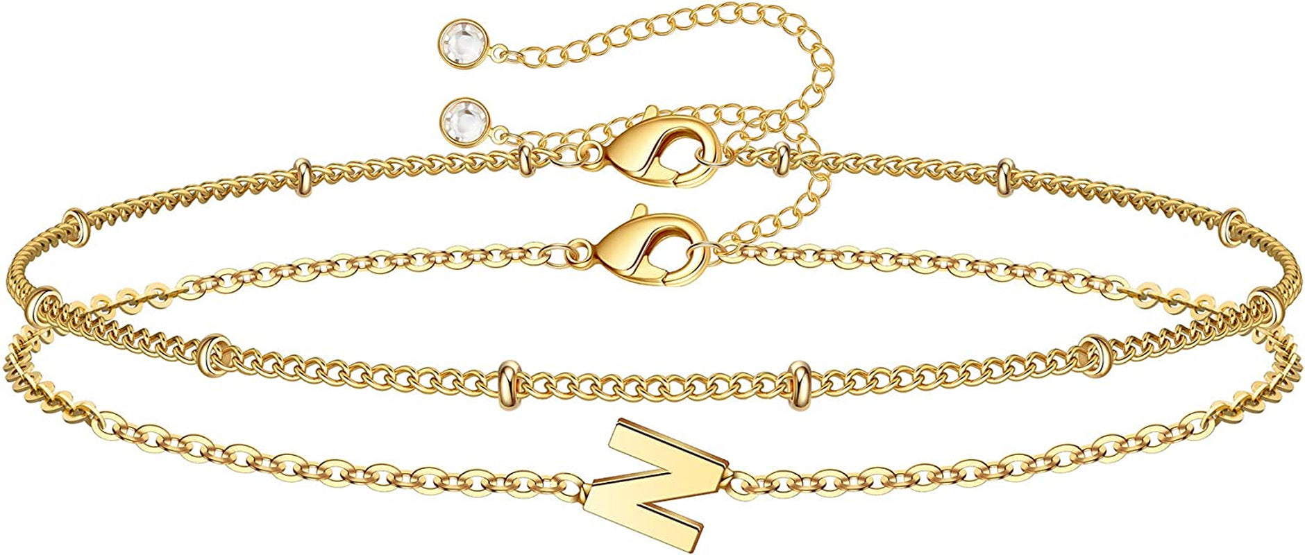 Dainty Gold Initial Bracelets for Women, 14K Gold Plated Dainty Personalized Gold Bracelets Initial Bracelets for Women Teen Girls Jewelry Chain Bracelets for Kids Toddler Little Girls Jewelry Gifts Apparel & Accessories > Jewelry > Bracelets M MOOHAM N  