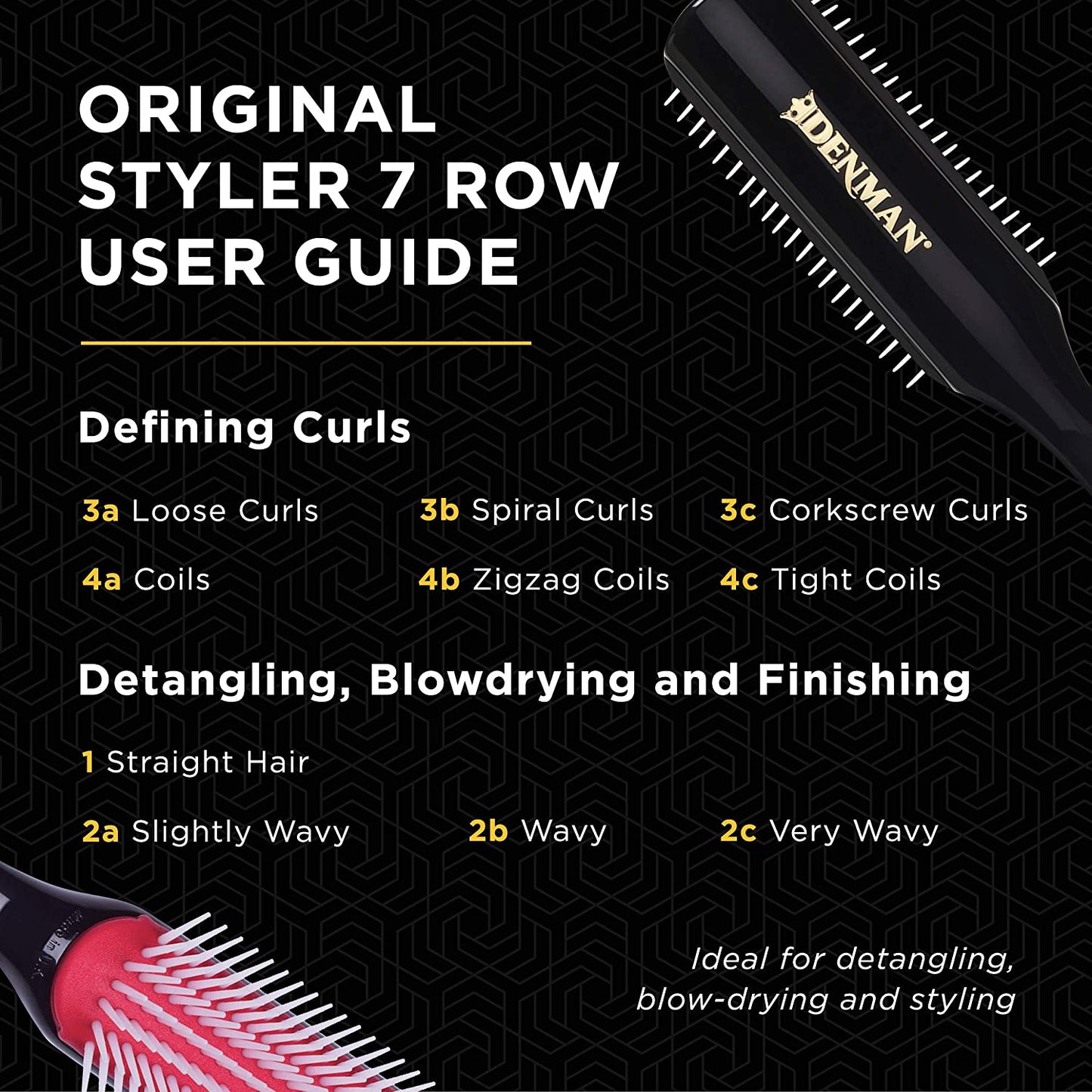 Denman Hair Brush for Curly Hair D3 (Black) 7 Row Classic Styling Brush for Detangling, Separating, Shaping and Defining Curls Health & Beauty > Personal Care > Hair Care Denman   