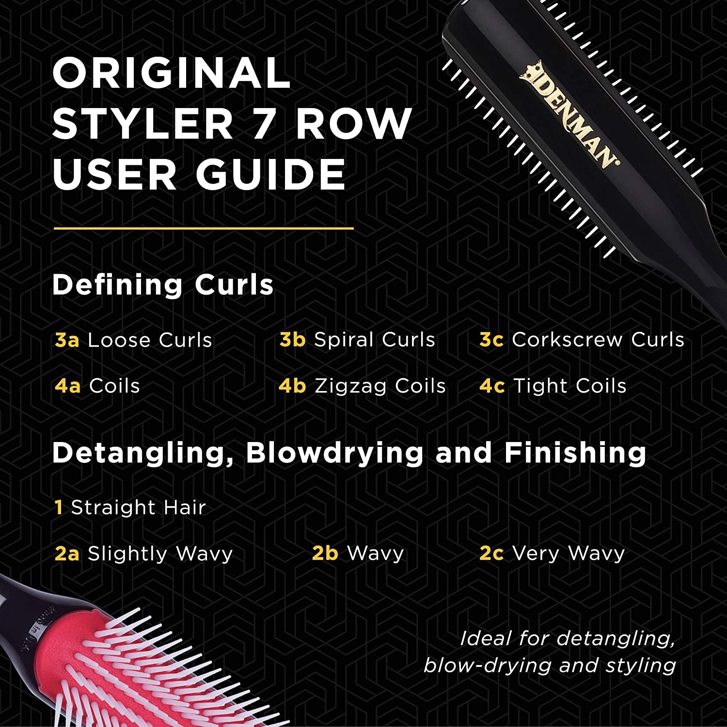 Denman Hair Brush for Curly Hair D3 (Black) 7 Row Classic Styling Brush for Detangling, Separating, Shaping and Defining Curls Health & Beauty > Personal Care > Hair Care Denman   