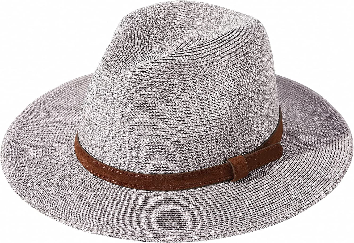 JOYEBUY Womens UPF50 Foldable Summer Straw Hat Wide Brim Fedora Sun Beach Hat Apparel & Accessories > Clothing Accessories > Hats JOYEBUY Y-brown Belt Grey  