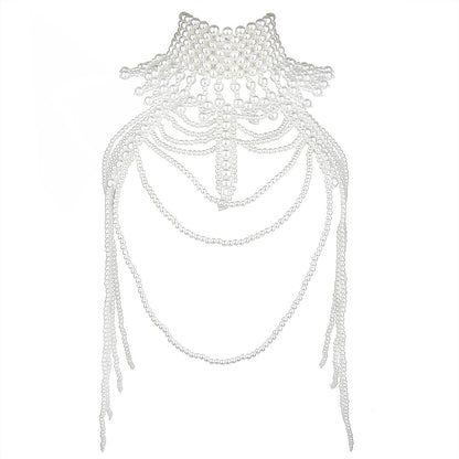 Azazccm Pearl Body Chain-Fashion Pearl Shoulder Necklace for Women,Party, Wedding, Photo Shoot, Adjustable Pearl Body Jewelry Apparel & Accessories > Jewelry > Body Jewelry Azazccm Pearls-4  