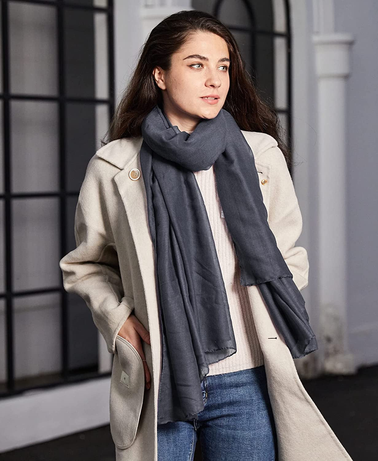 Missshorthair Womens Solid Color Scarfs Long Lightweight Scarf for Women Large Sheer Wrap Shawl Apparel & Accessories > Clothing Accessories > Scarves & Shawls MissShorthair   