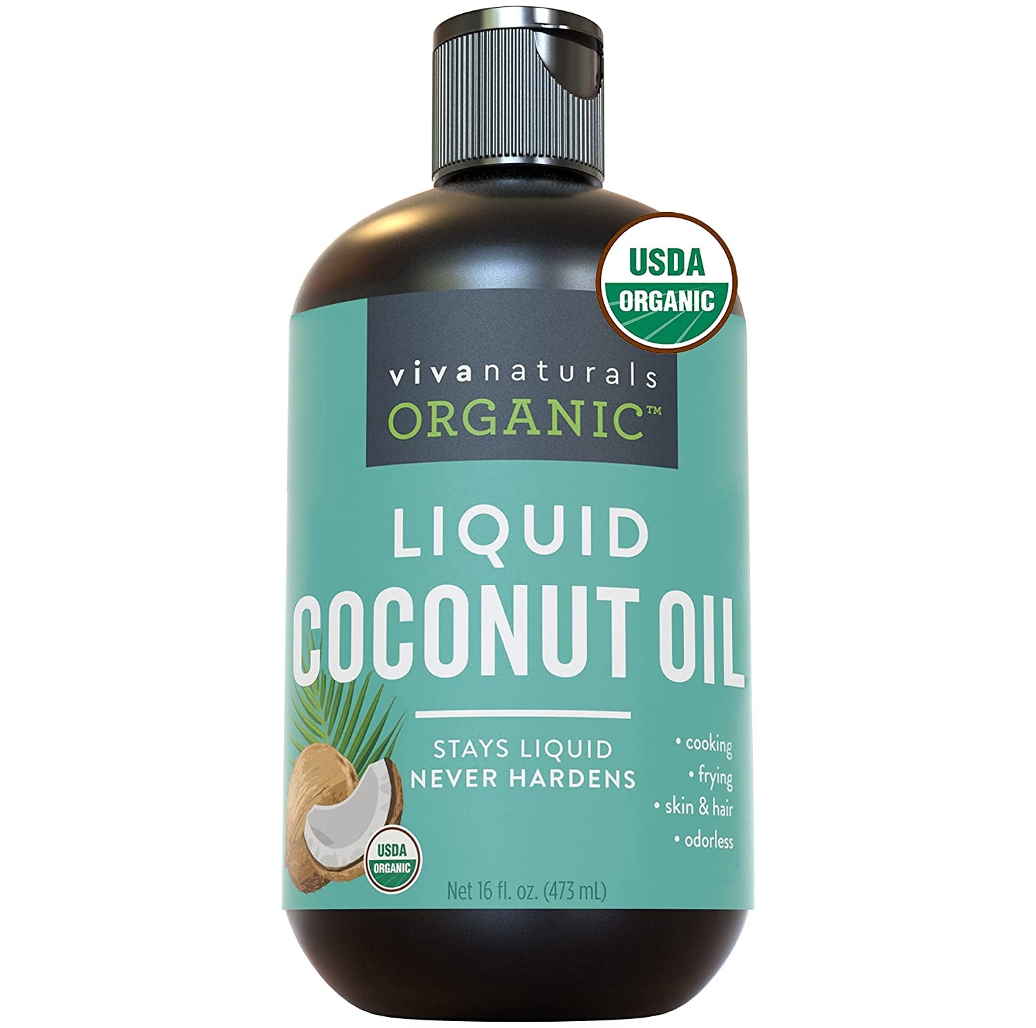 Organic Liquid Coconut Oil for Cooking, Baking, Skin and Hair Care - Stays Liquid Permanently, Organic Coconut Oil for Skin, Non-Gmo and USDA Organic Coconut Oil for Hair, 16 Oz Health & Beauty > Personal Care > Hair Care Viva Naturals   