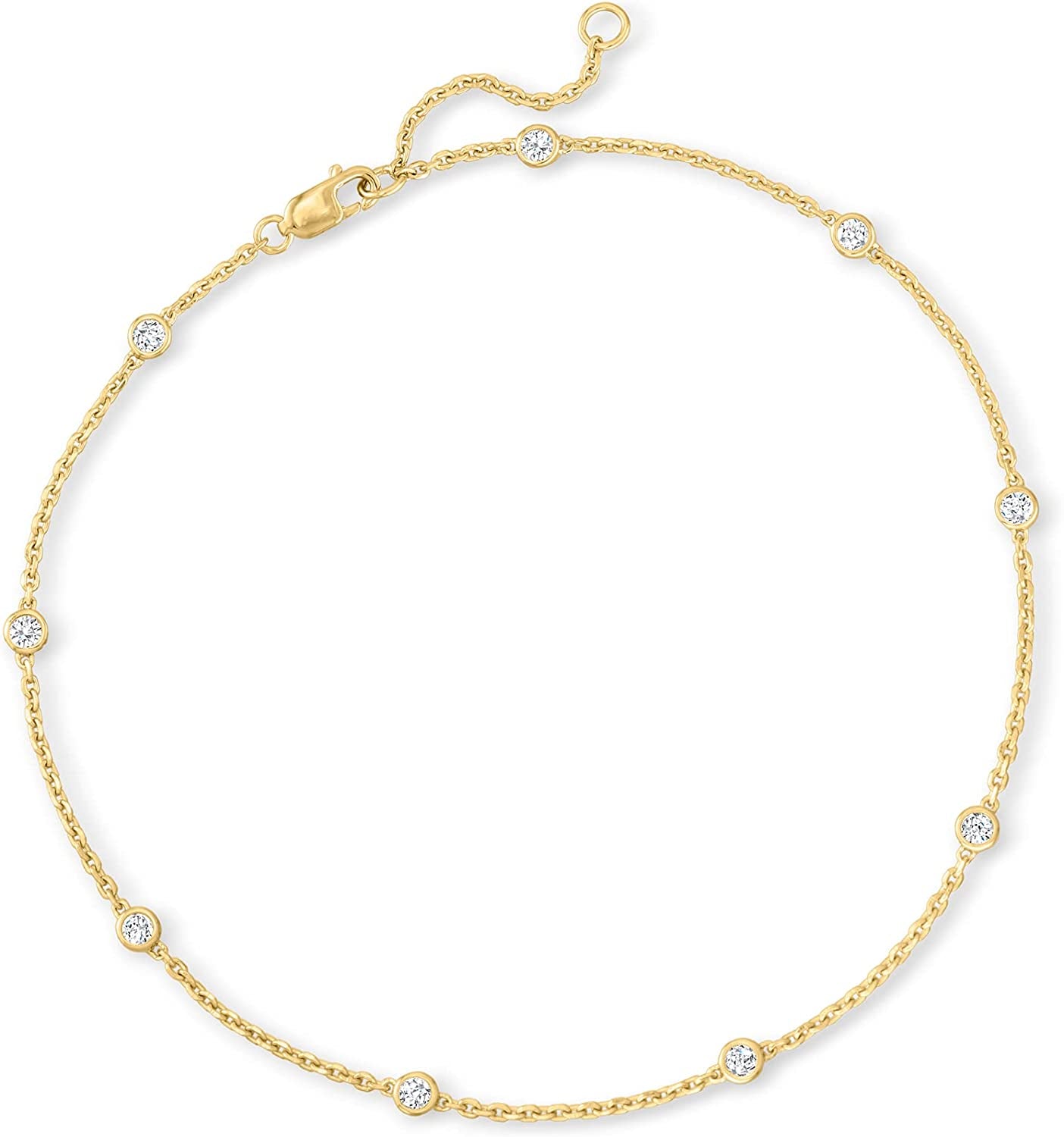 Ross-Simons 0.50 Ct. T.W. Diamond Station Anklet in 18Kt Gold over Sterling. 9 Inches Apparel & Accessories > Jewelry > Anklets Ross-Simons   