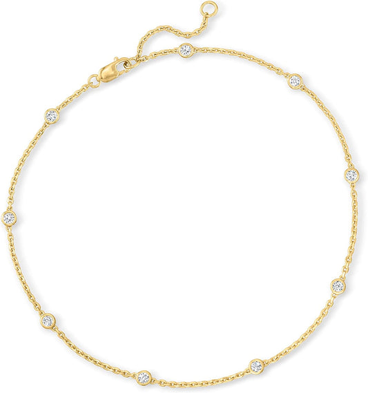 Ross-Simons 0.50 Ct. T.W. Diamond Station Anklet in 18Kt Gold over Sterling. 9 Inches Apparel & Accessories > Jewelry > Anklets Ross-Simons   