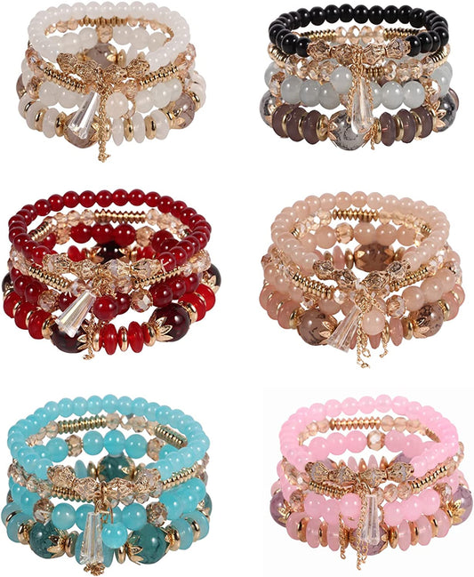 Solosoya Bohemian Boho Stackable Bracelets for Women Set, Girls Stretch Multilayer Stack Beads Colorful Beaded Charm Bracelets Girl Handmade Jewelry Apparel & Accessories > Jewelry > Bracelets Solosoya Color L  