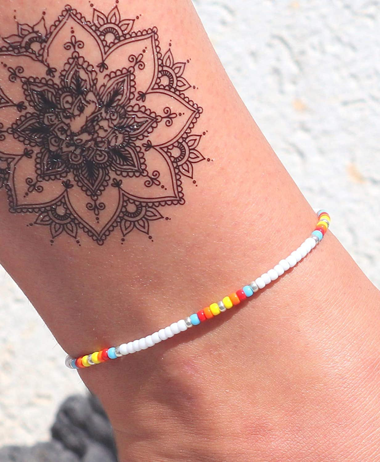Boho Anklet, Native American Jewelry, Unique Thin Beaded Ankle Bracelet for Women or Girls, Colorful Bohemian Hippie Beach Waterproof Foot Jewelry, Handmade by Tribes Apparel & Accessories > Jewelry > Anklets Tribes by Sara K   