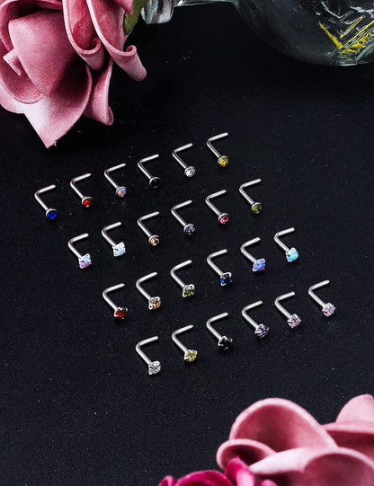 Lsnevsie 18G 20G 22G Stainless Steel Opal Nose Rings Studs for Women Men Nose Piercing Jewelry Top Diamond 1.5Mm 2Mm 2.5Mm 3Mm Apparel & Accessories > Jewelry > Body Jewelry Generic   