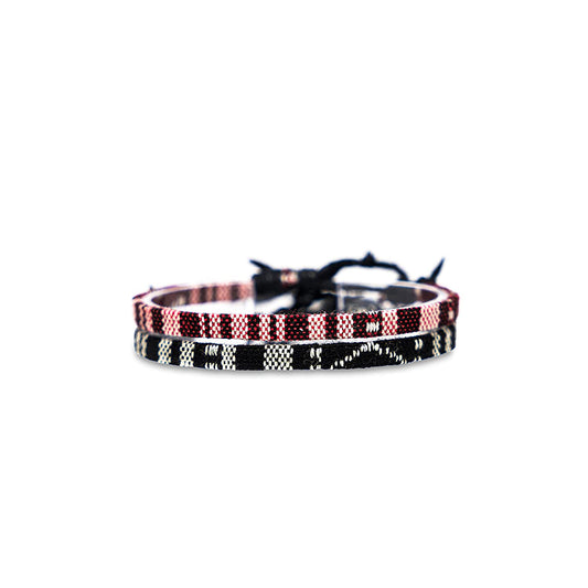 Surfer Beach Bracelet Set Men & Women - Braided Boho Summer Bracelets - Handmade Festival Jewelry - 100% Waterproof & Adjustable - Friendship Gift - Ethnic Hippie Style (Black & Ruby Red) Apparel & Accessories > Jewelry > Bracelets Made by Nami Black & Ruby Red  