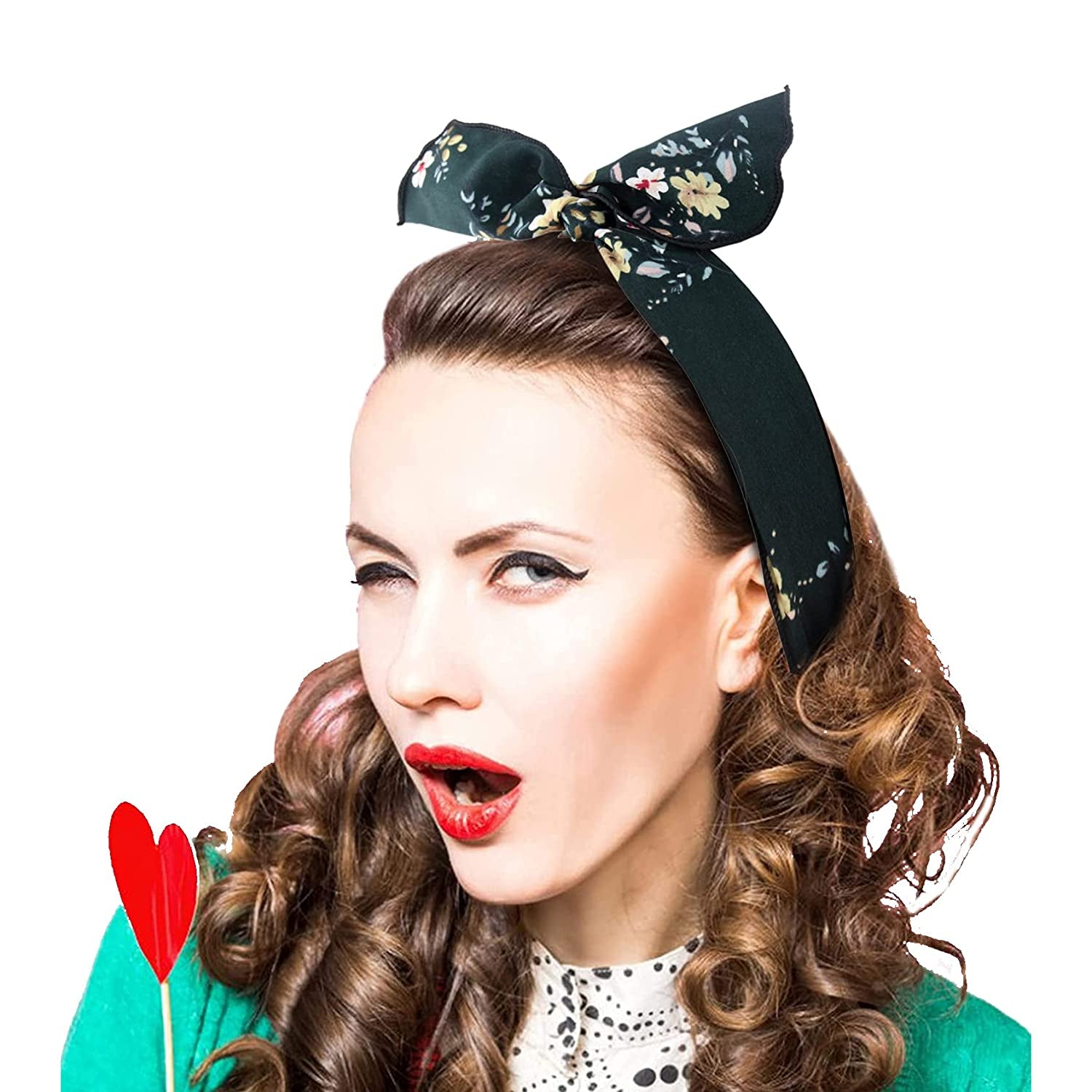 Carede Twist Bow Wire Headbands Head Wrap Retro Bowknot Polka Dot Lattice Design Rabbit Ear Wired Hairbands Hair Holder Hair Accessory for Women and Girls,Pack of 9 Apparel & Accessories > Clothing Accessories > Bandanas & Headties Carede   