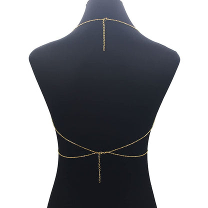 Woent Sexy Bikini Bra Body Chain Gold Cross Breast Chain Lingerie Necklace Accessories Nightclub Jewelry Adjustable for Women and Girls Apparel & Accessories > Jewelry > Body Jewelry Woent   