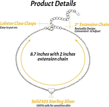 Chicsilver Personalized 925 Sterling Silver Tiny Heart/Moon/Star/Sun/Dot/Triangle Anklets Simple Dainty Foot Jewelry for Women, Silver/Gold/Rose Gold(With Gift Box) Apparel & Accessories > Jewelry > Anklets ChicSilver Jewelry   