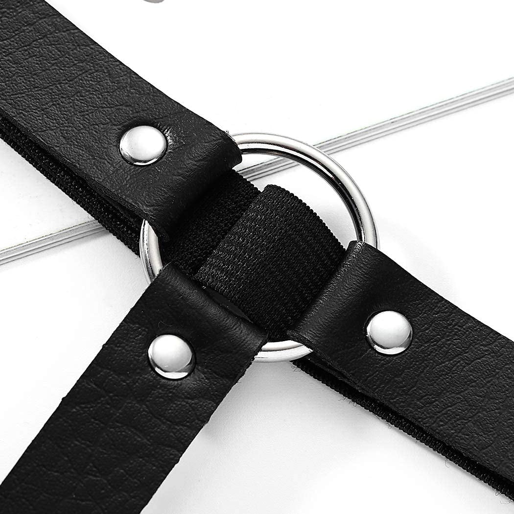 Gemily Punk Leg Chain Belt Leather Body Chain Black Thigh Chains Party Rave Body Jewelry for Women and Girls (2 Pcs) (1) Apparel & Accessories > Jewelry > Body Jewelry GEMILY   