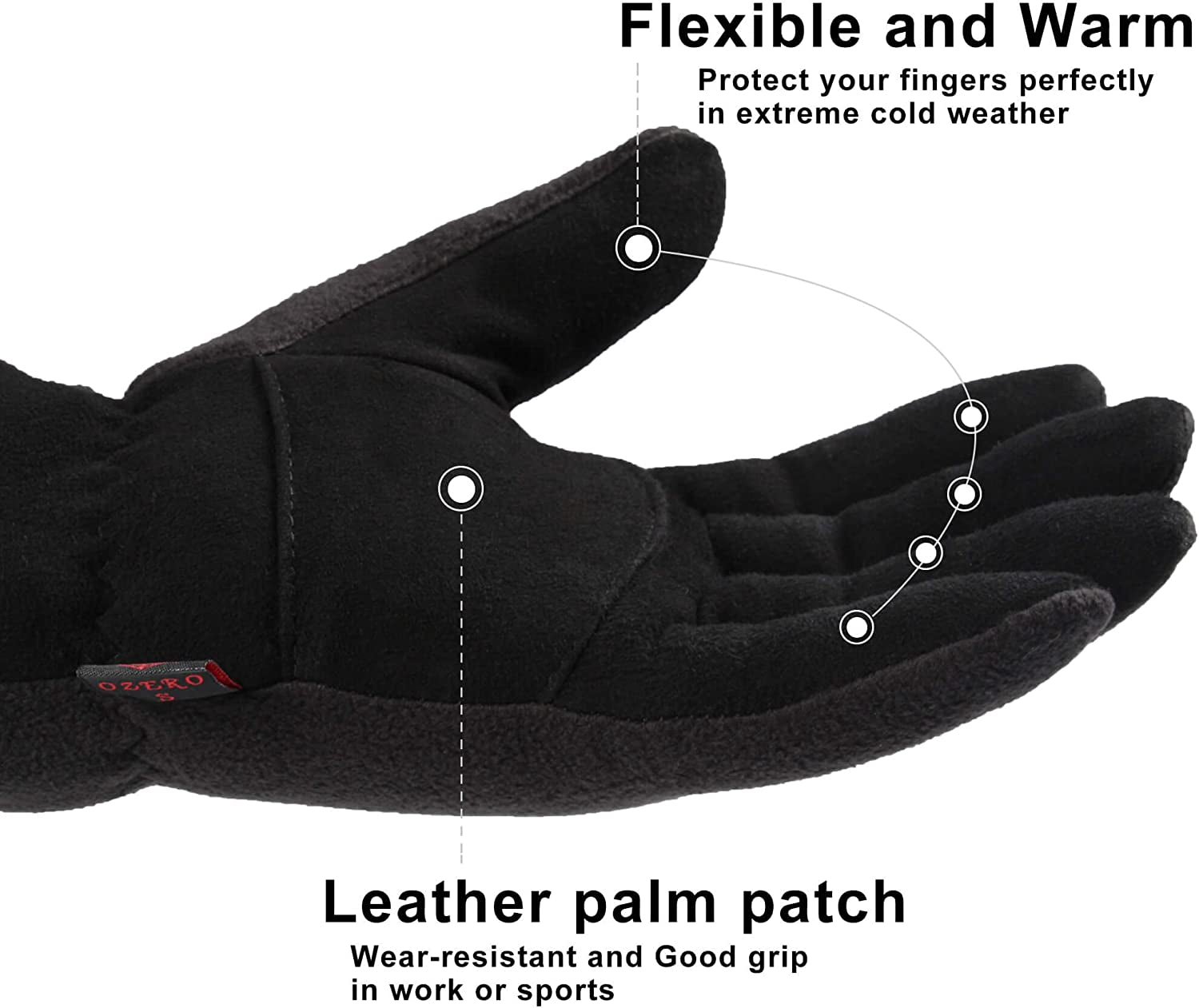 Winter Gloves -30°F Cold Proof Deerskin Suede Leather Insulated Water-Resistant Windproof Thermal Glove for Driving Hiking Snow Work in Cold Weather - Warm Gifts for Men and Women Apparel & Accessories > Clothing Accessories > Gloves & Mittens OZERO   