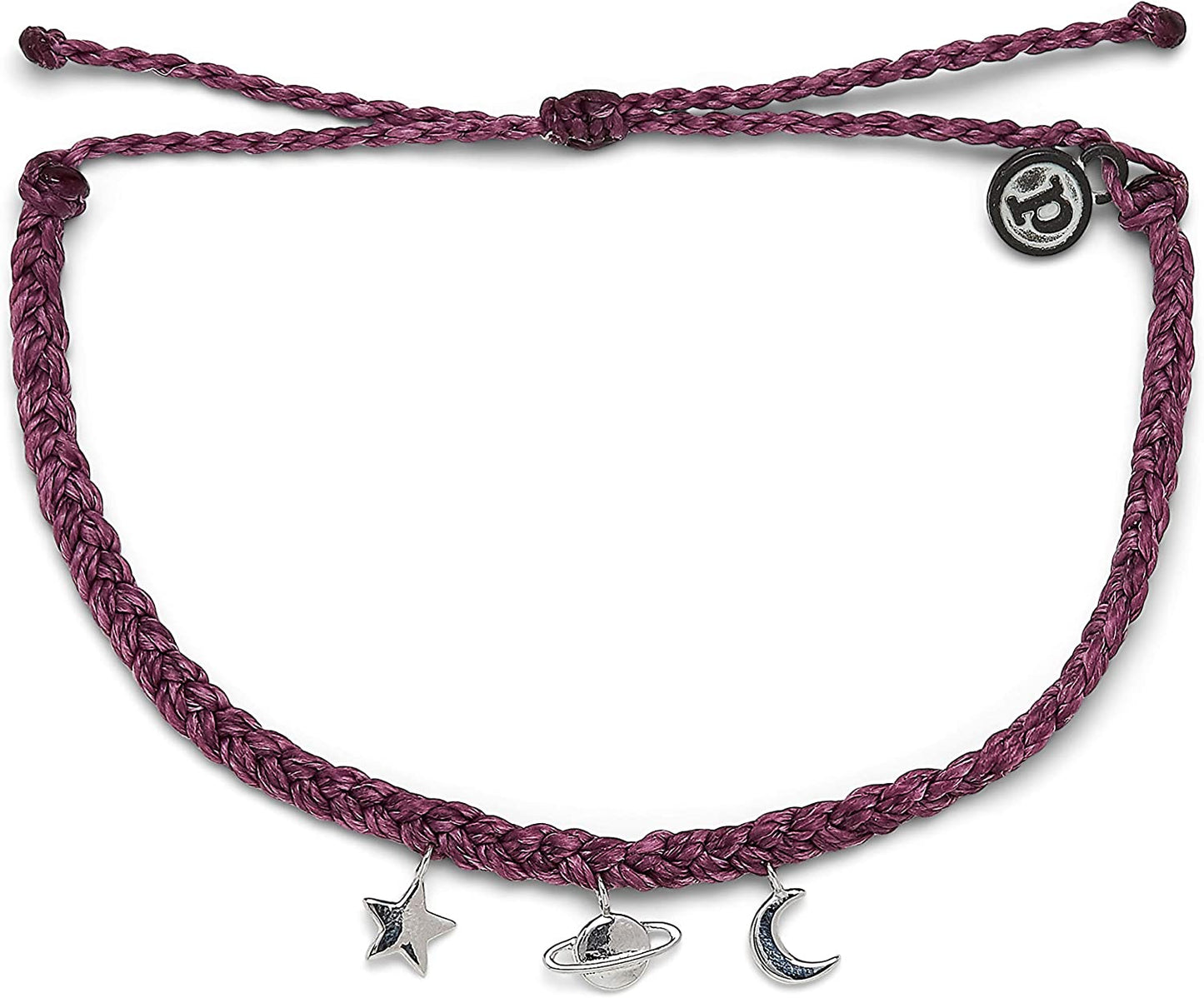 Pura Vida Silver or Rose Gold Cosmic Charms Bracelet - 100% Waterproof, Adjustable Band - Brand Charm Apparel & Accessories > Jewelry > Bracelets Pura Vida Dark Lilac  